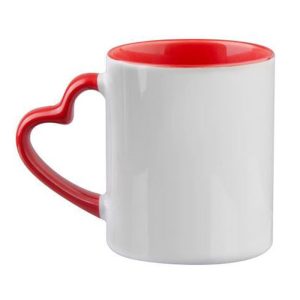 Taza Sublimación Corazón Interior y Asa Roja_